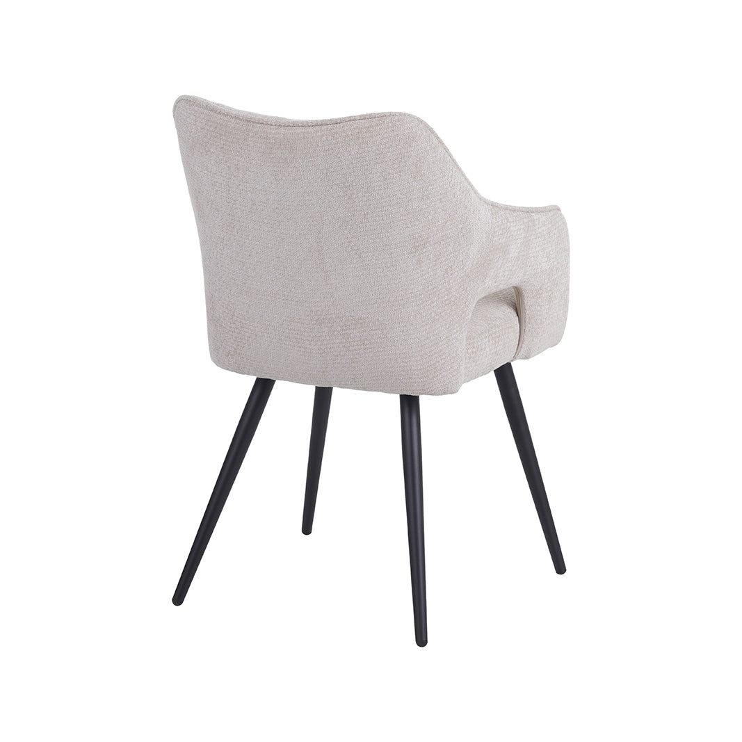 Eetkamerstoel Stan - Naturel - Chenille - Zwart Metalen Frame