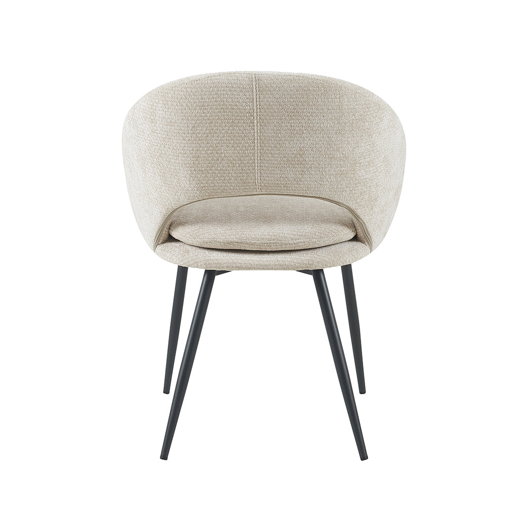 Eetkamerstoel Zohra - Naturel - Elite - Zwart Metalen Frame