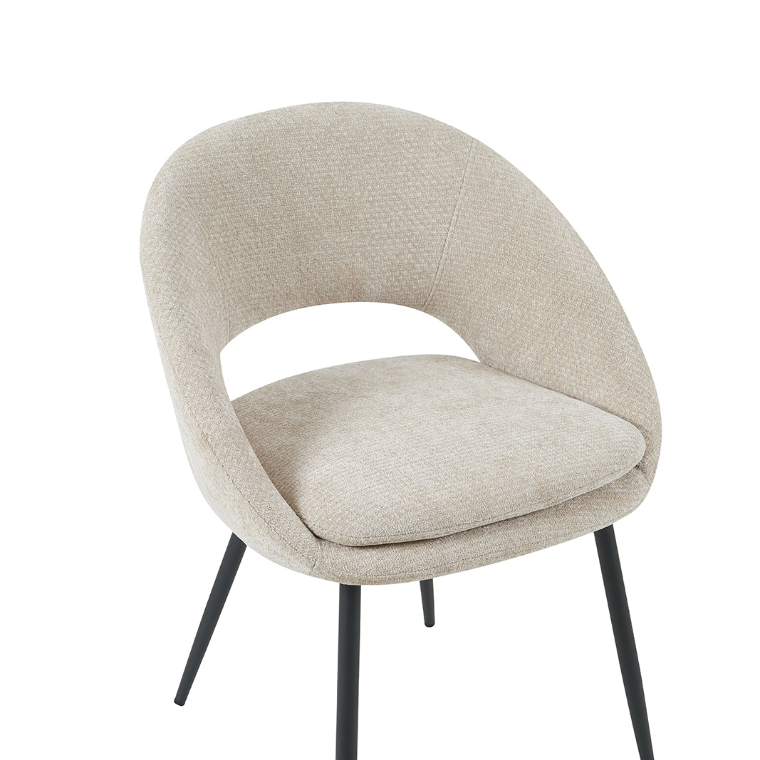 Eetkamerstoel Zohra - Naturel - Elite - Zwart Metalen Frame