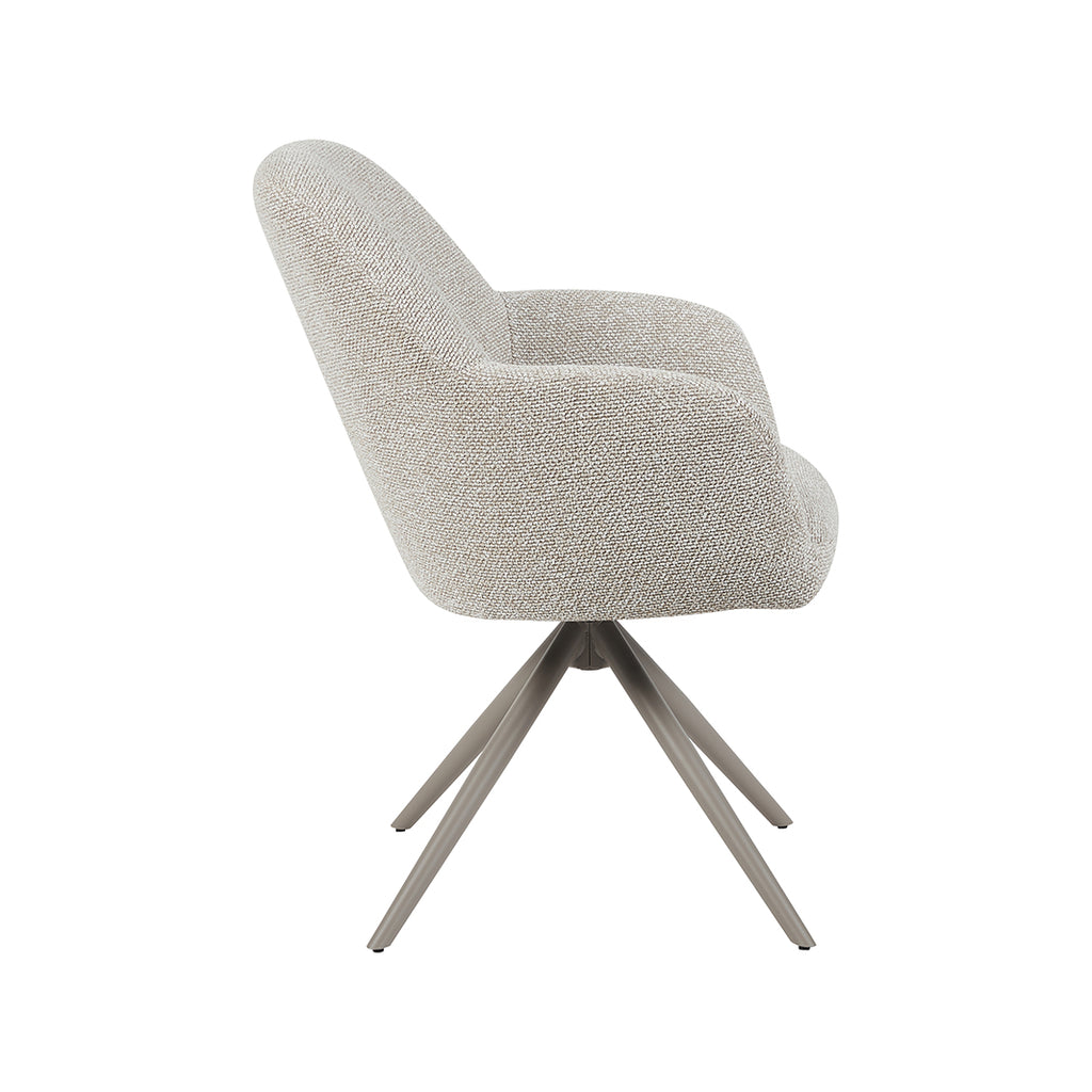 Eetkamerstoel Sayuri - Naturel - Boucle - Taupe Metalen Frame