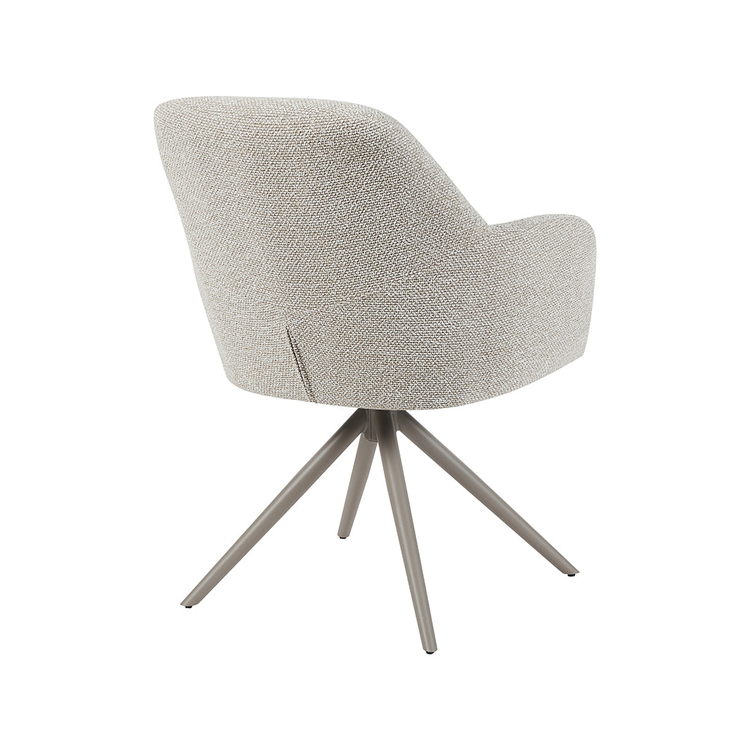 Eetkamerstoel Sayuri - Naturel - Boucle - Taupe Metalen Frame