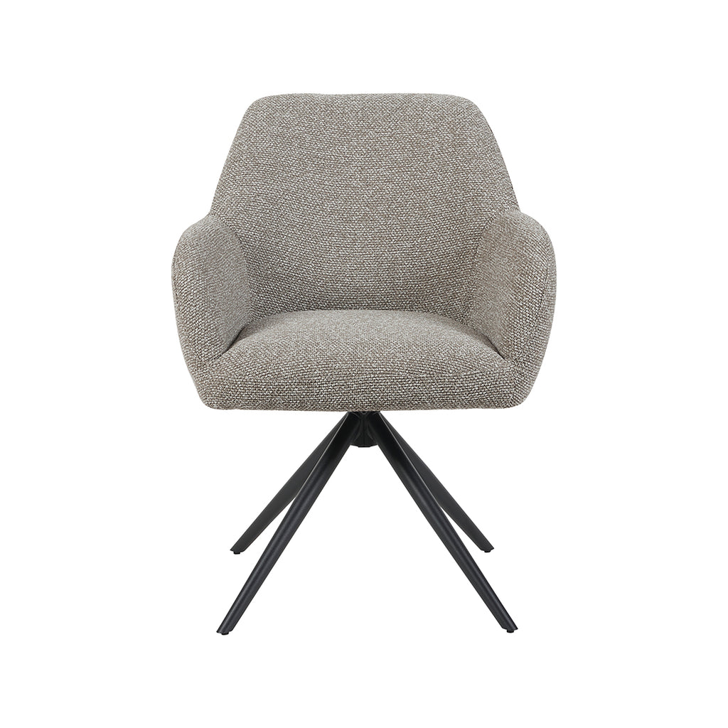 Eetkamerstoel Sayuri - Mushroom - Royal Boucle - Zwart Metalen Frame
