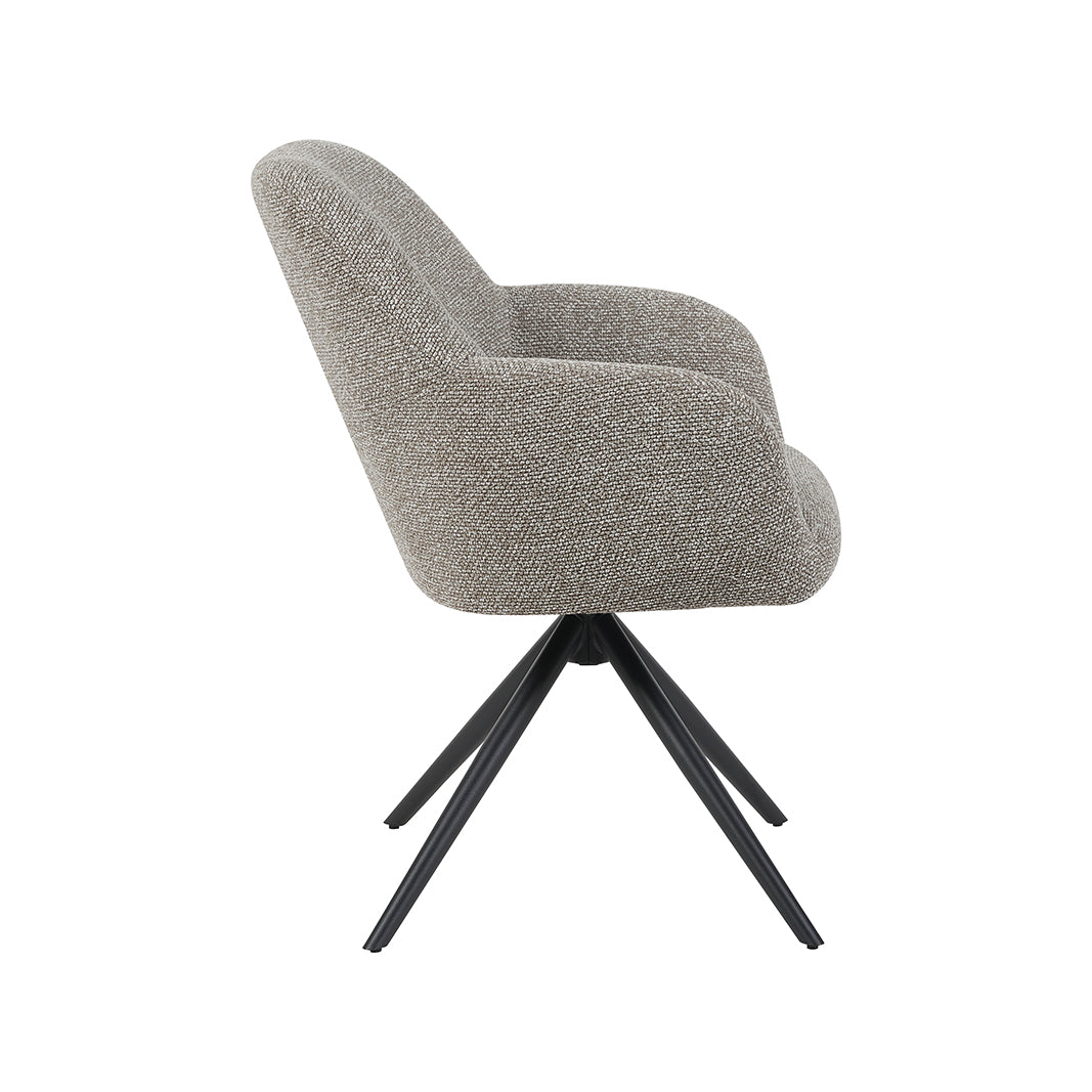 Eetkamerstoel Sayuri - Mushroom - Royal Boucle - Zwart Metalen Frame