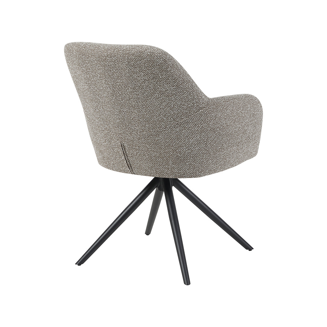 Eetkamerstoel Sayuri - Mushroom - Royal Boucle - Zwart Metalen Frame