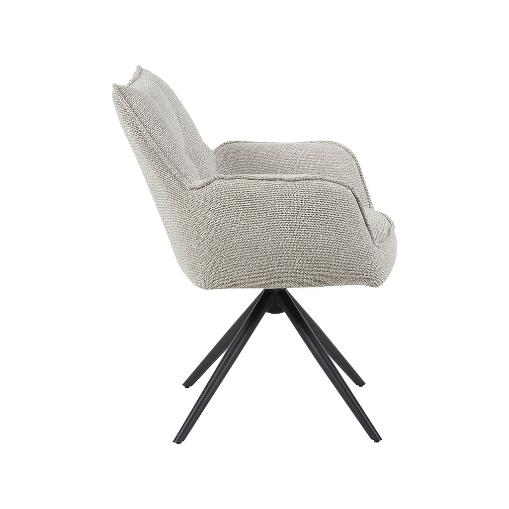 Eetkamerstoel Amalfi - Naturel - Royal Boucle - Zwart Metalen Frame