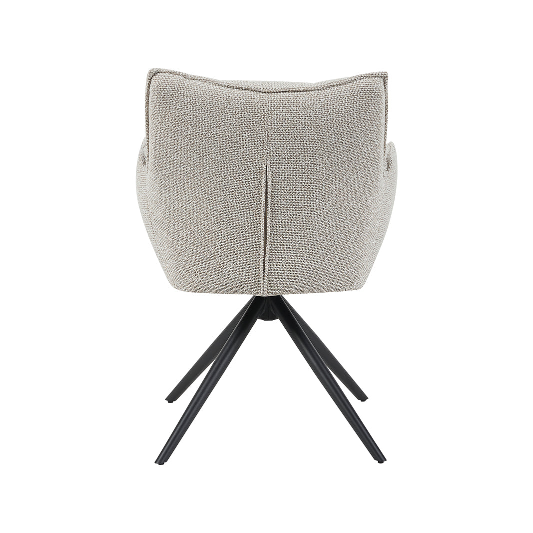 Eetkamerstoel Amalfi - Naturel - Royal Boucle - Zwart Metalen Frame