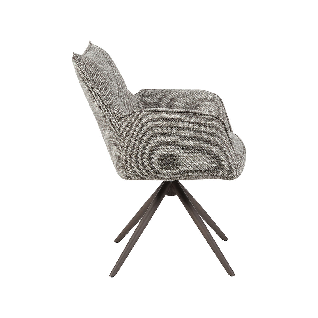 Eetkamerstoel Amalfi - Mushroom - Royal Boucle - Brons Metalen Frame