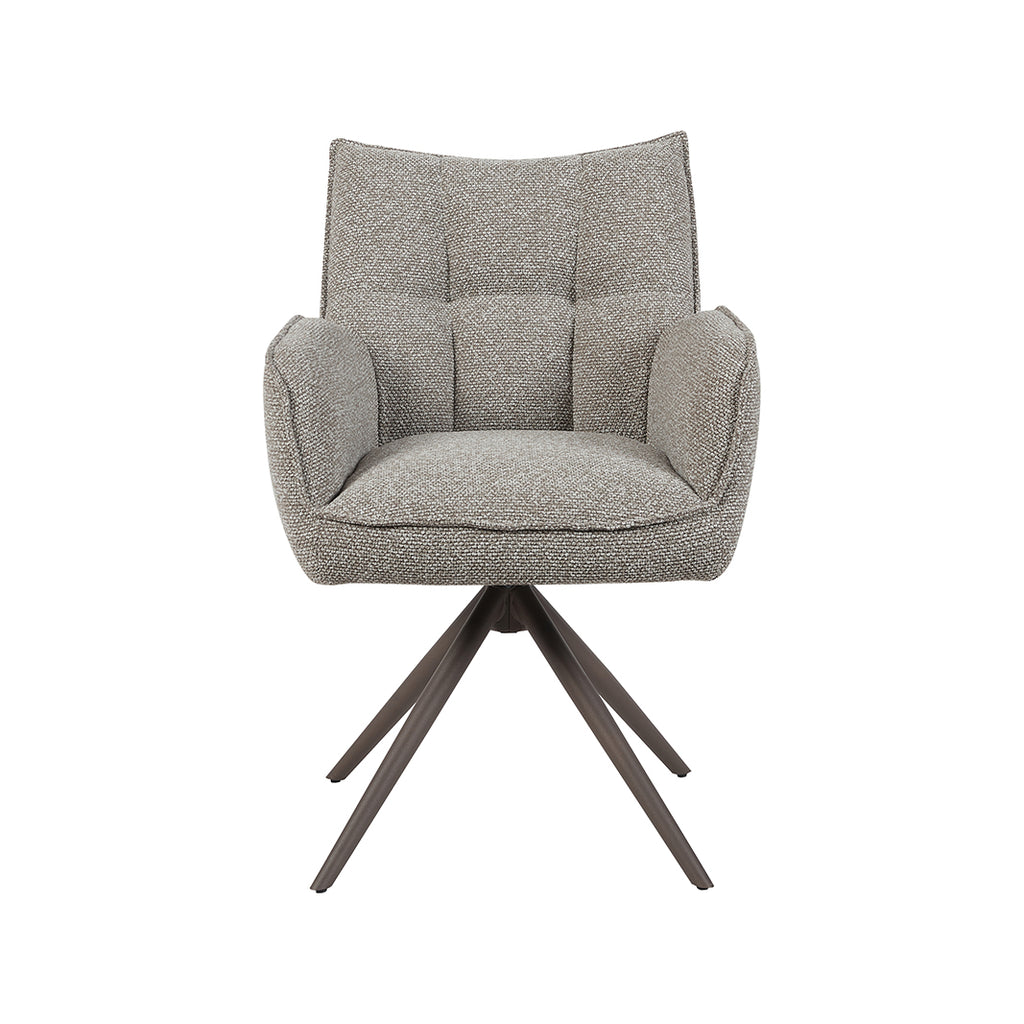 Eetkamerstoel Amalfi - Mushroom - Royal Boucle - Brons Metalen Frame