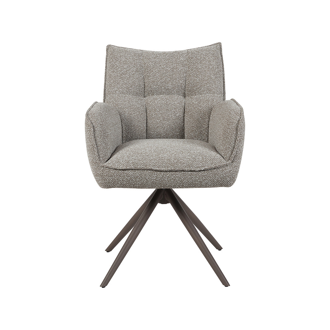Eetkamerstoel Amalfi - Mushroom - Royal Boucle - Brons Metalen Frame