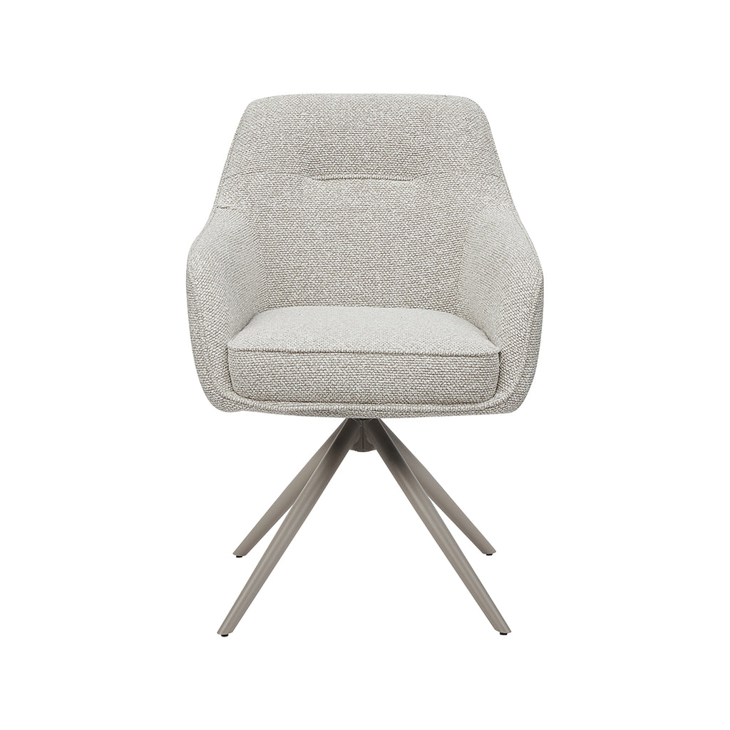 Eetkamerstoel Akira - Naturel - Royal Boucle - Taupe Metalen Frame