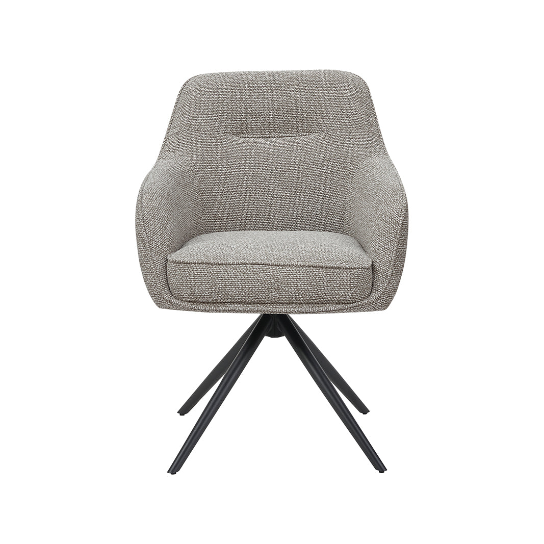 Eetkamerstoel Akira - Mushroom - Royal Boucle - Zwart Metalen Frame