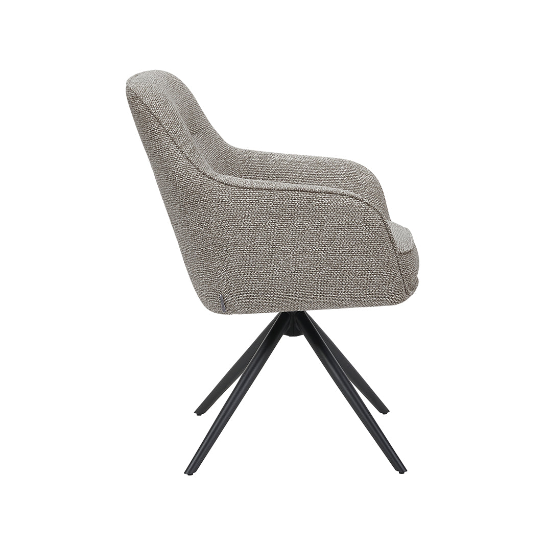 Eetkamerstoel Akira - Mushroom - Royal Boucle - Zwart Metalen Frame