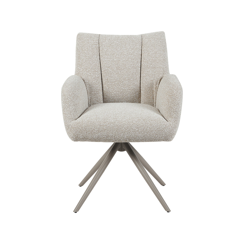 Eetkamerstoel Padua - Naturel - Royal Boucle - Taupe Metalen Frame