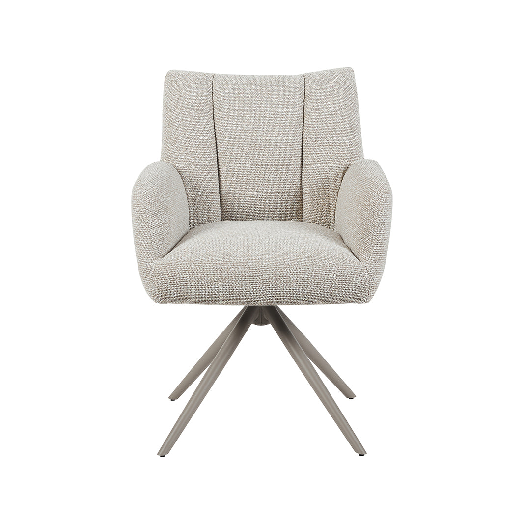 Eetkamerstoel Padua - Naturel - Royal Boucle - Taupe Metalen Frame