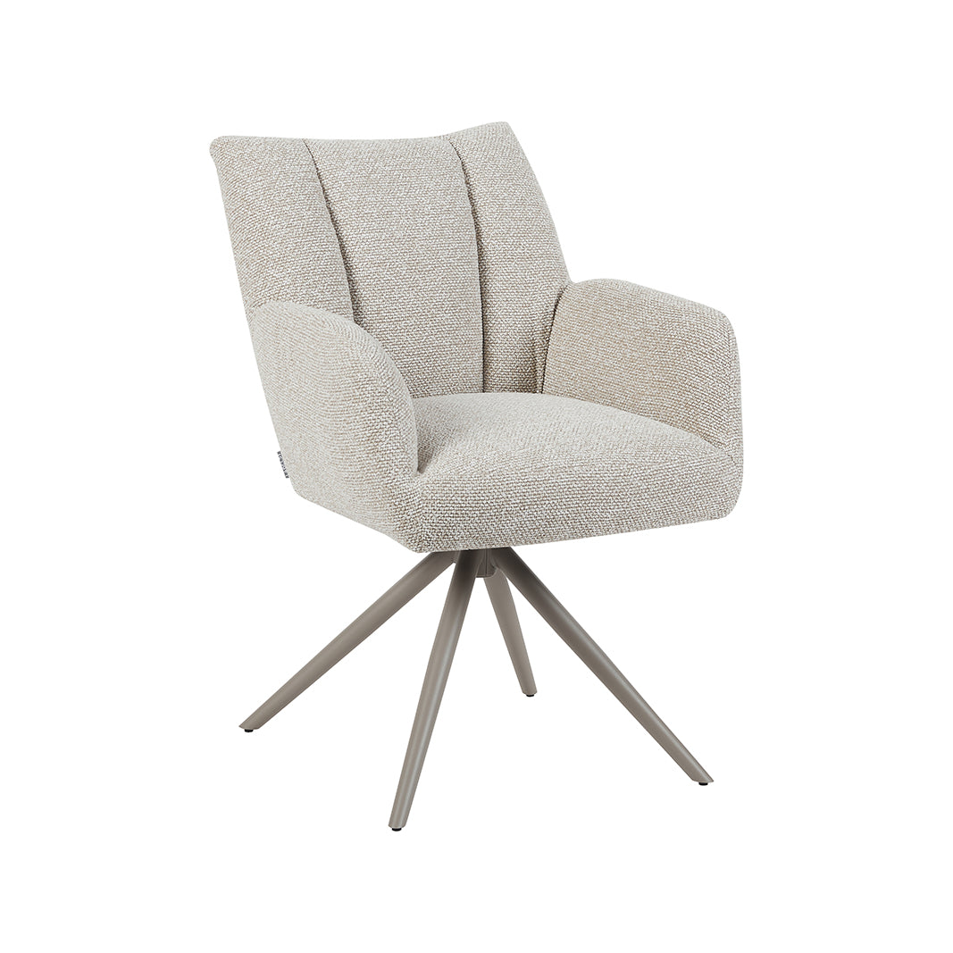 Eetkamerstoel Padua - Naturel - Royal Boucle - Taupe Metalen Frame