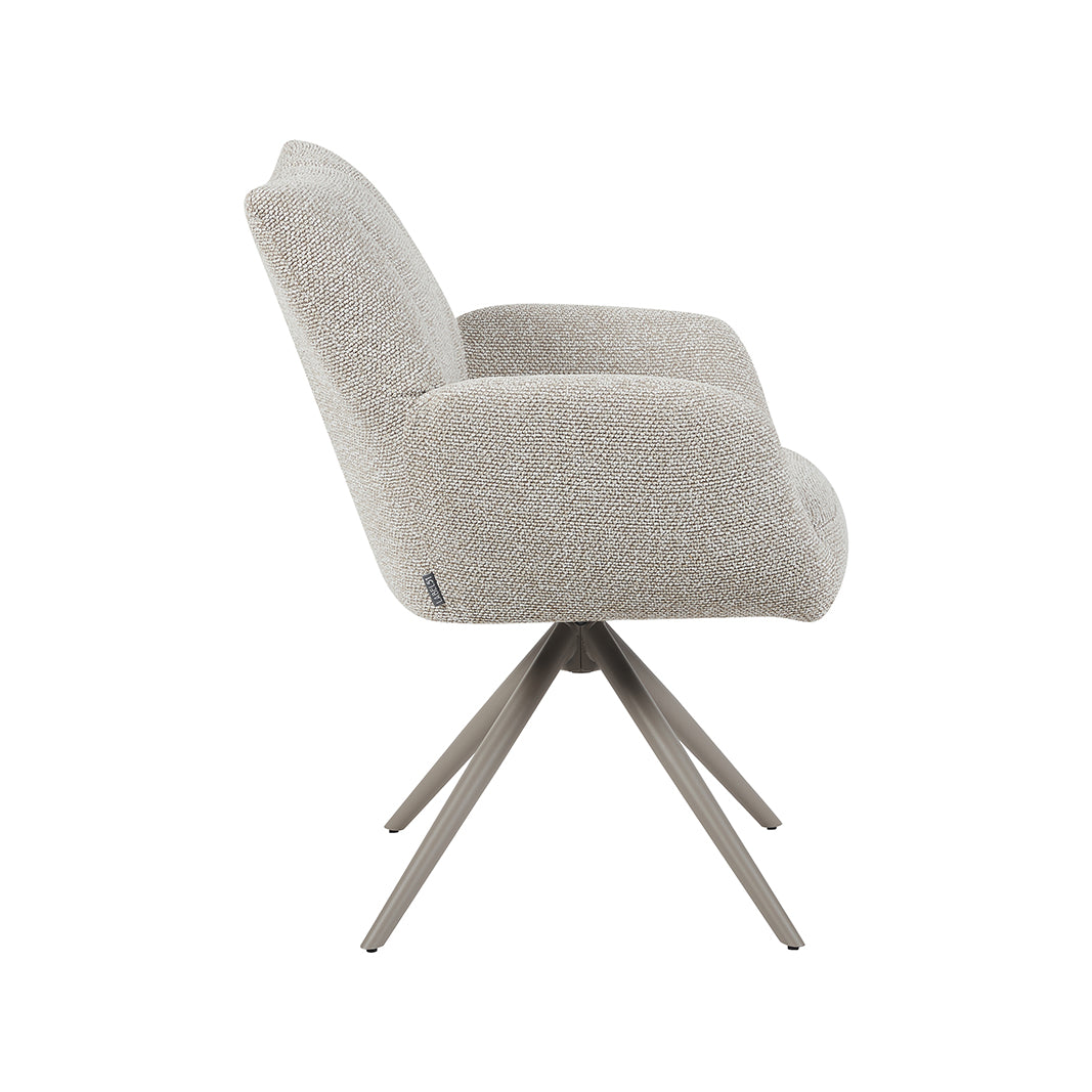 Eetkamerstoel Padua - Naturel - Royal Boucle - Taupe Metalen Frame
