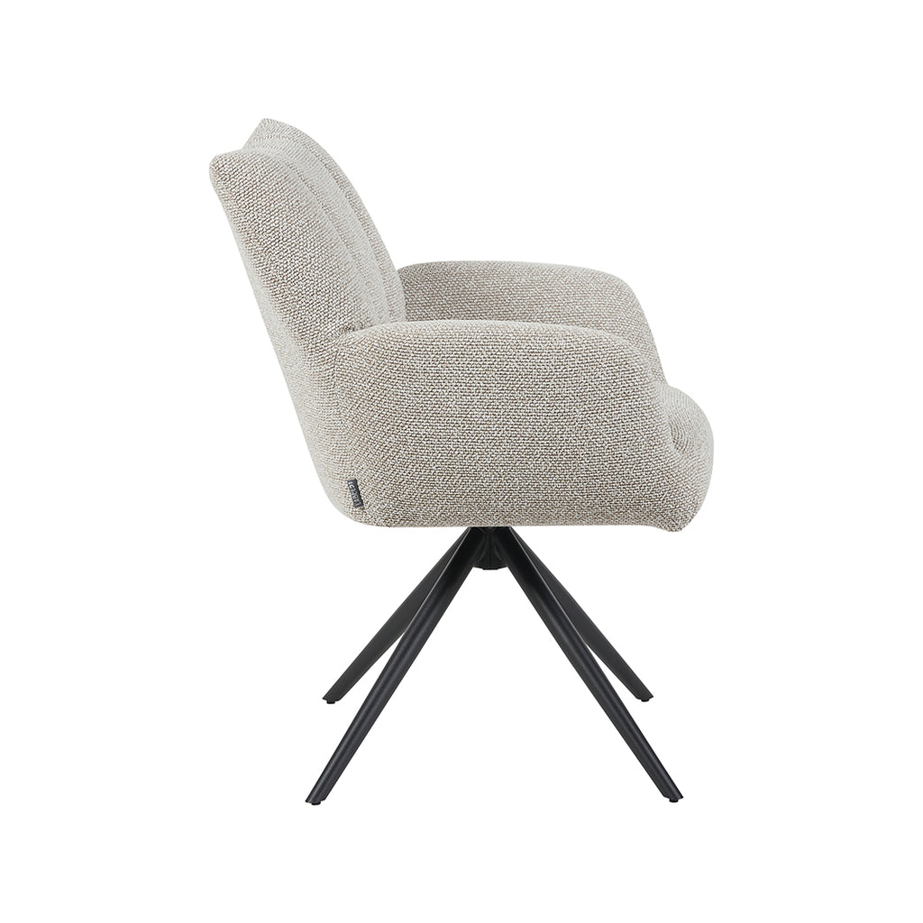 Eetkamerstoel Padua - Naturel - Royal Boucle - Zwart Metalen Frame