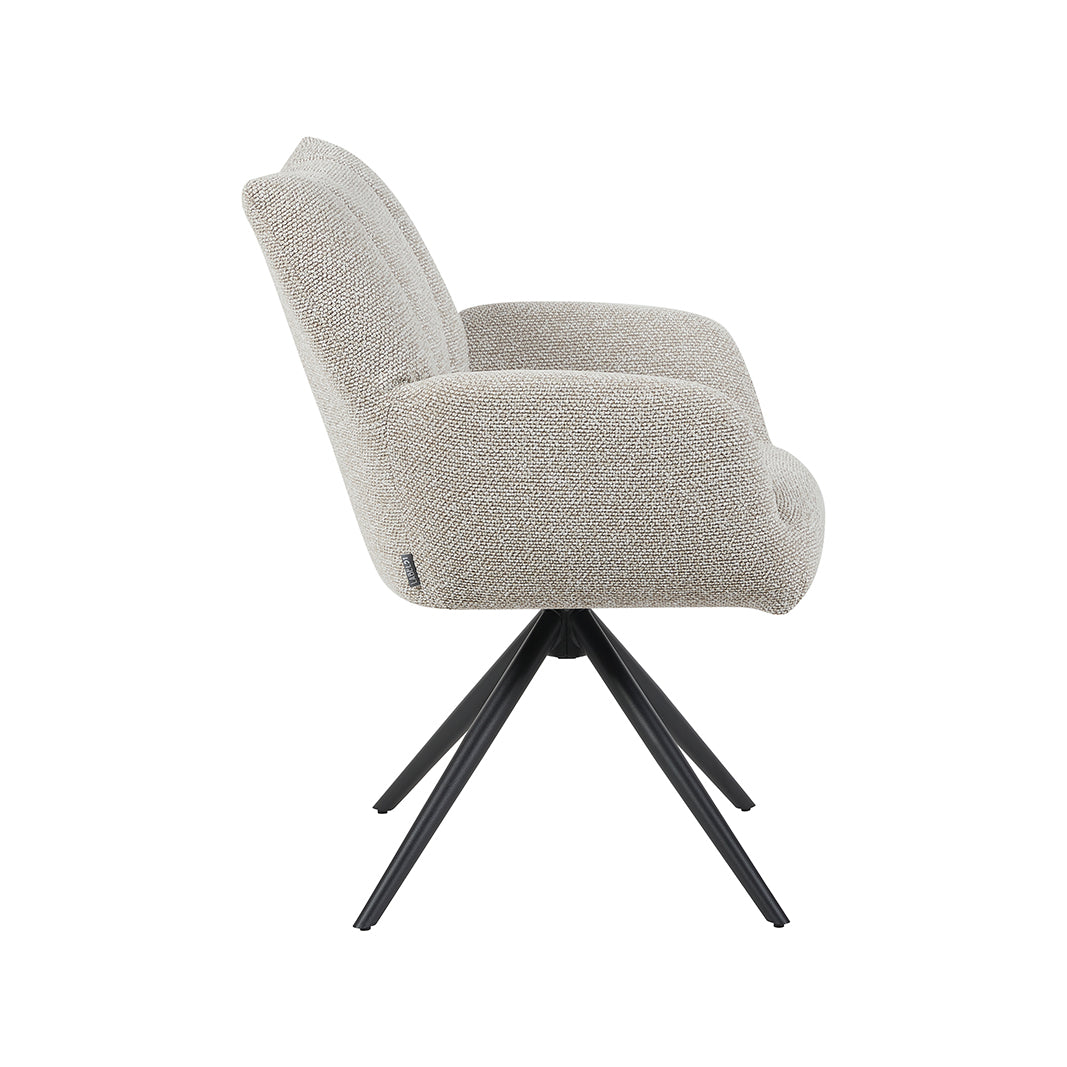 Eetkamerstoel Padua - Naturel - Royal Boucle - Zwart Metalen Frame