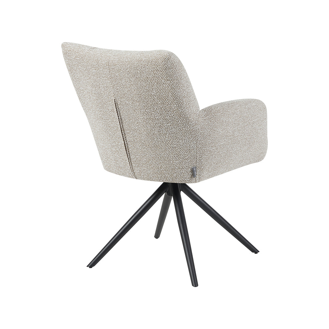 Eetkamerstoel Padua - Naturel - Royal Boucle - Zwart Metalen Frame