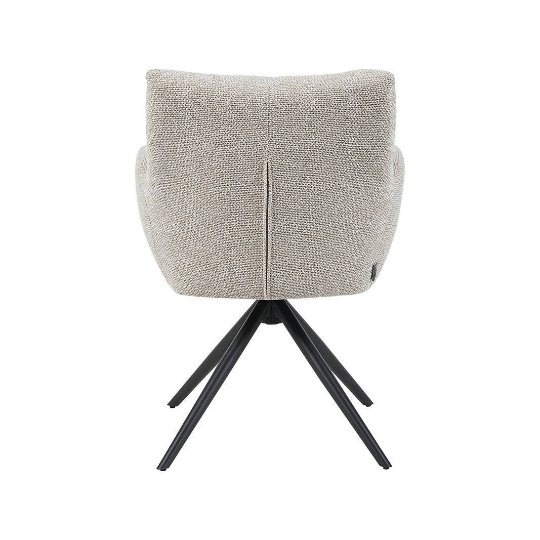 Eetkamerstoel Padua - Naturel - Royal Boucle - Zwart Metalen Frame