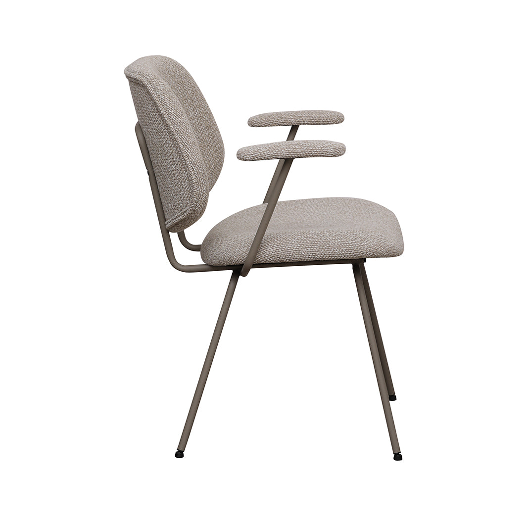 Eetkamerstoel Loreto - Naturel - Boucle - Taupe Metalen Frame