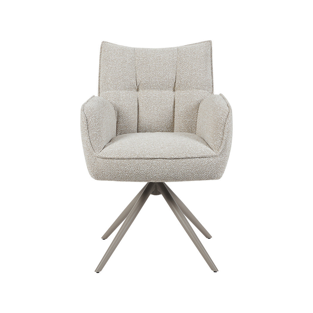 Eetkamerstoel Amalfi - Naturel - Royal Boucle - Taupe Metalen Frame