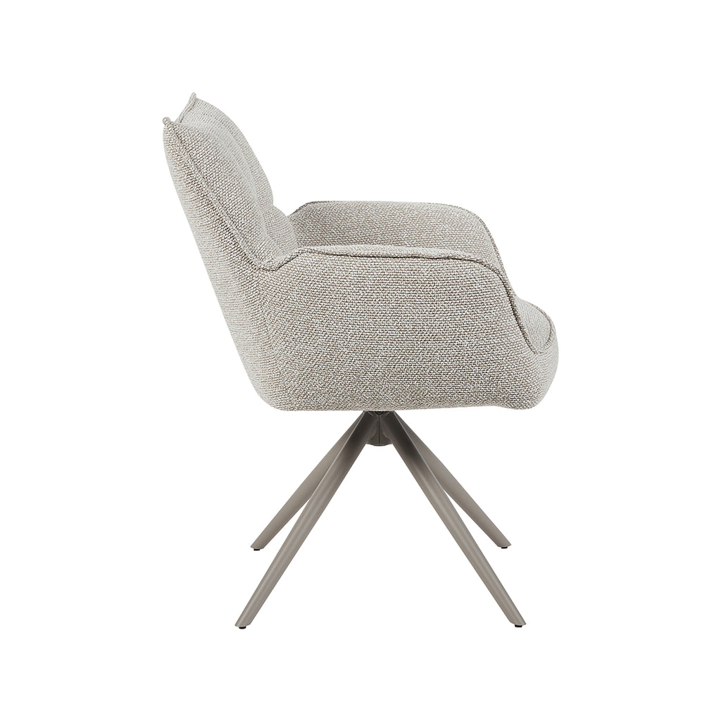 Eetkamerstoel Amalfi - Naturel - Royal Boucle - Taupe Metalen Frame