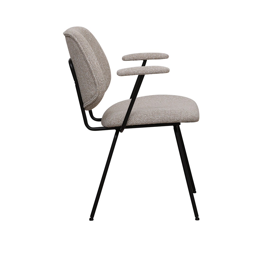 Eetkamerstoel Loreto - Naturel - Royal Boucle - Zwart Metalen Frame