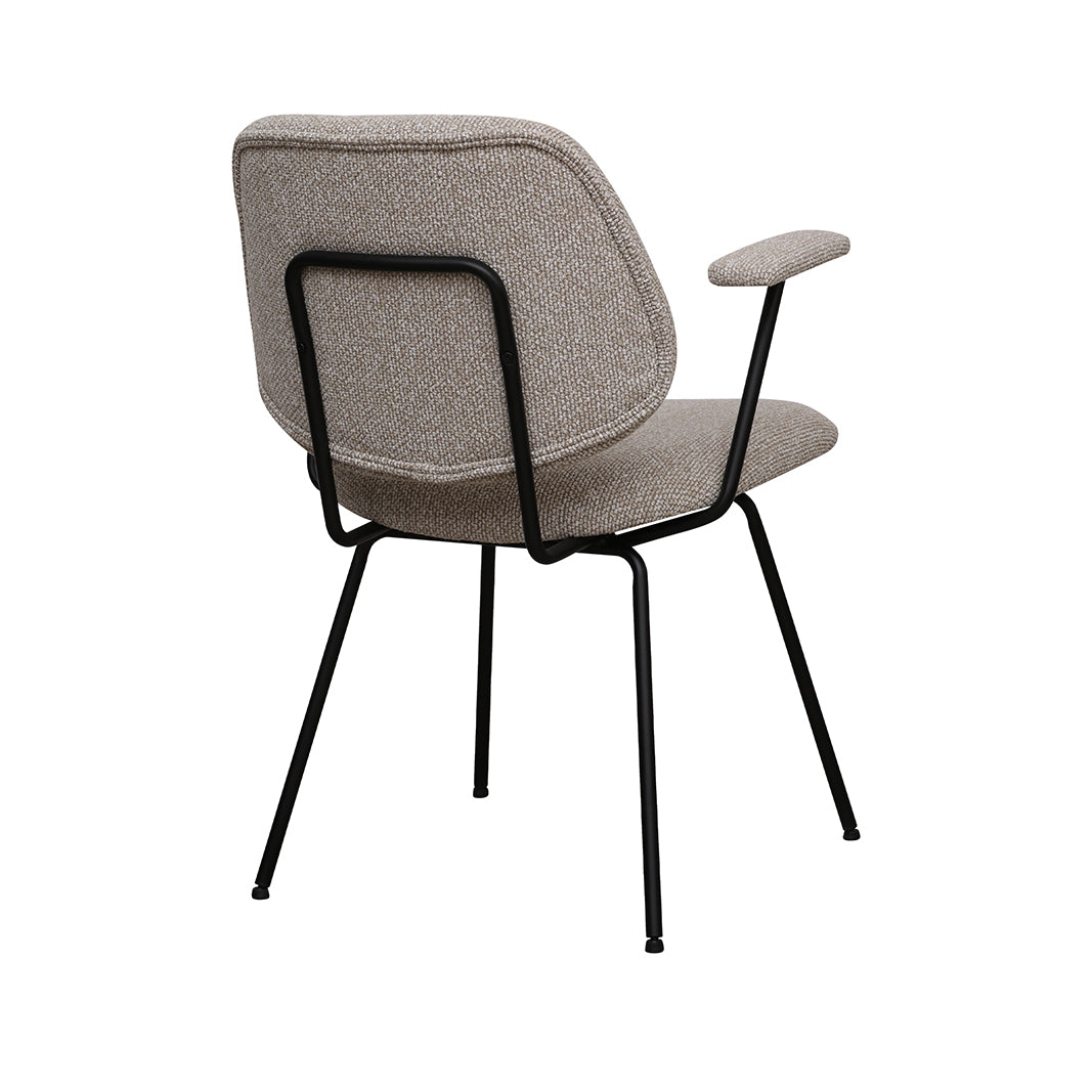Eetkamerstoel Loreto - Naturel - Royal Boucle - Zwart Metalen Frame
