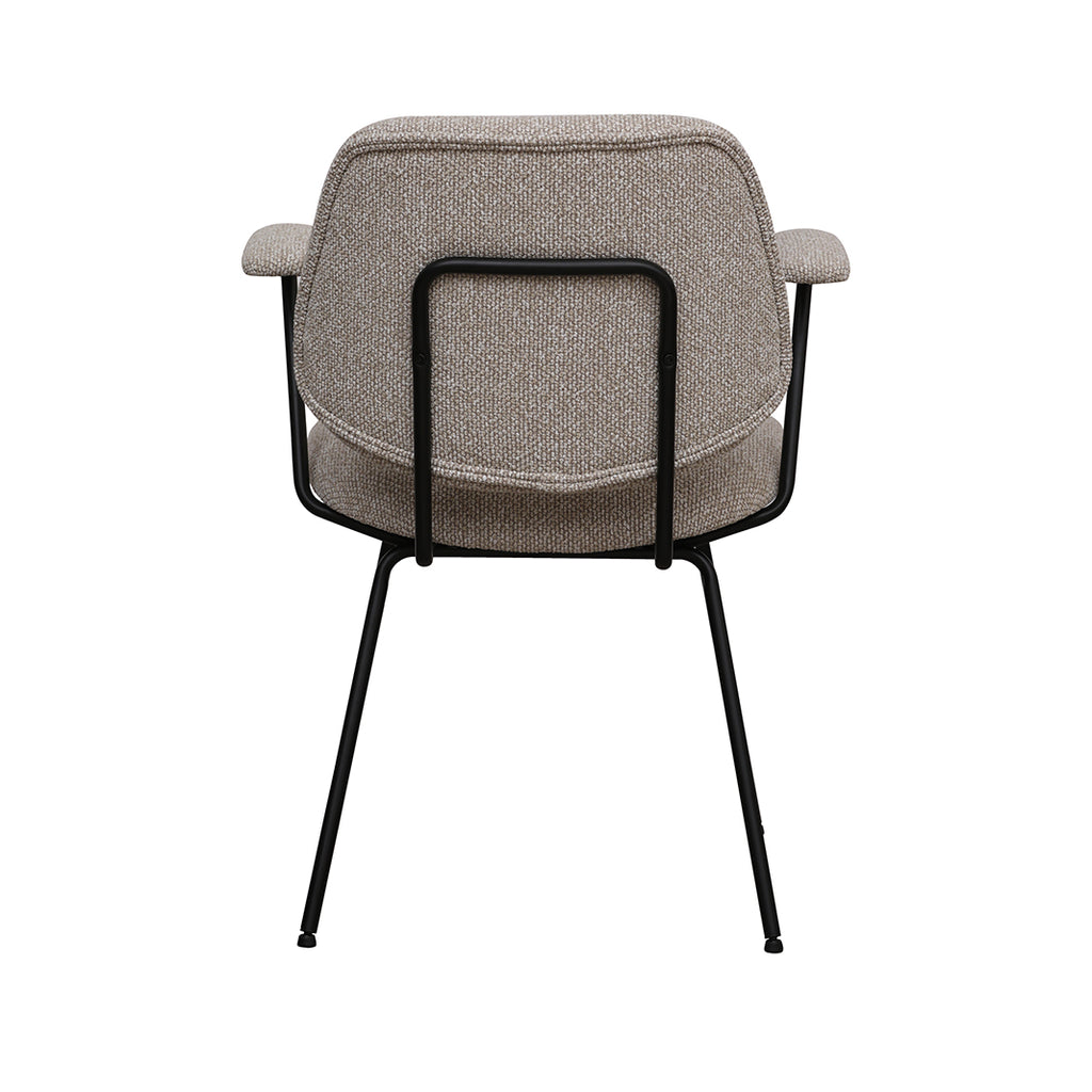 Eetkamerstoel Loreto - Naturel - Royal Boucle - Zwart Metalen Frame
