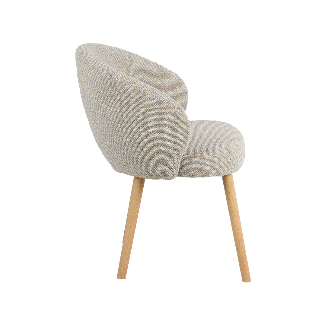 Eetkamerstoel Shiro - Naturel - Royal Boucle - Naturel Houten Frame