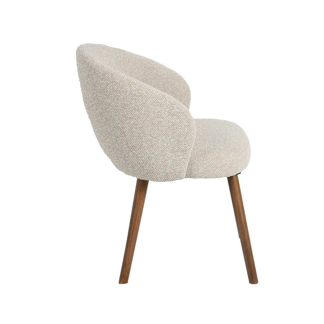 Eetkamerstoel Shiro - Naturel - Royal Boucle - Walnoot Houten Frame
