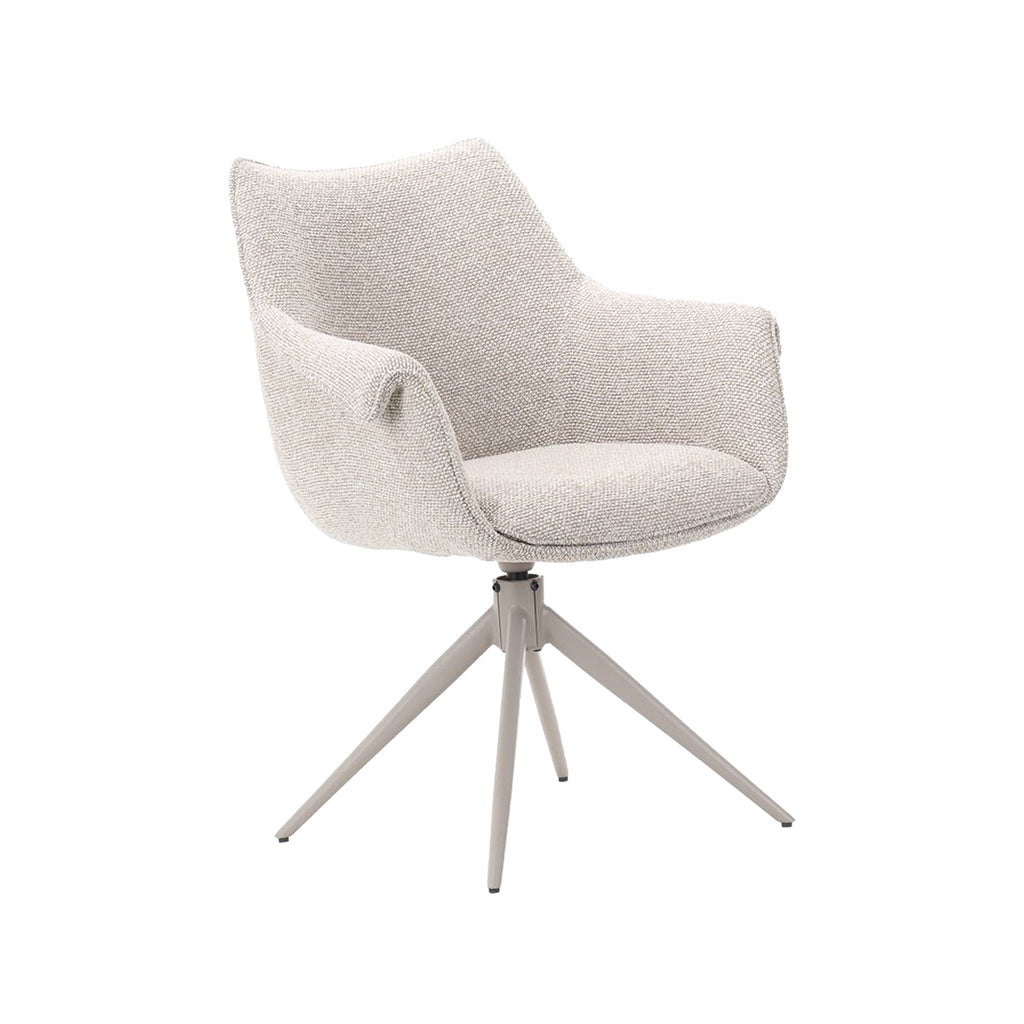 Eetkamerstoel Narumi - Naturel - Royal Boucle - Taupe Metalen Frame