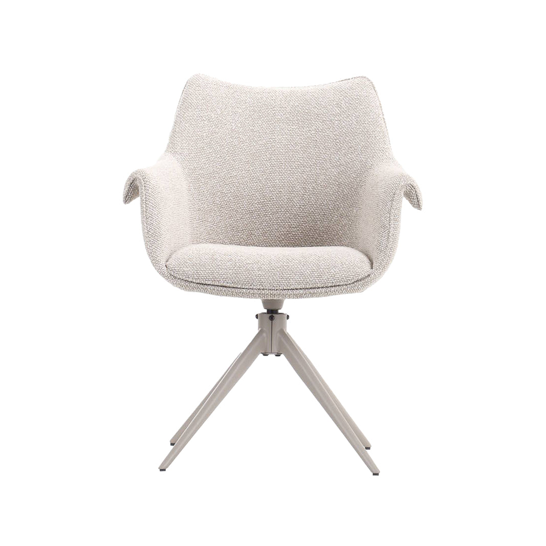 Eetkamerstoel Narumi - Naturel - Royal Boucle - Taupe Metalen Frame