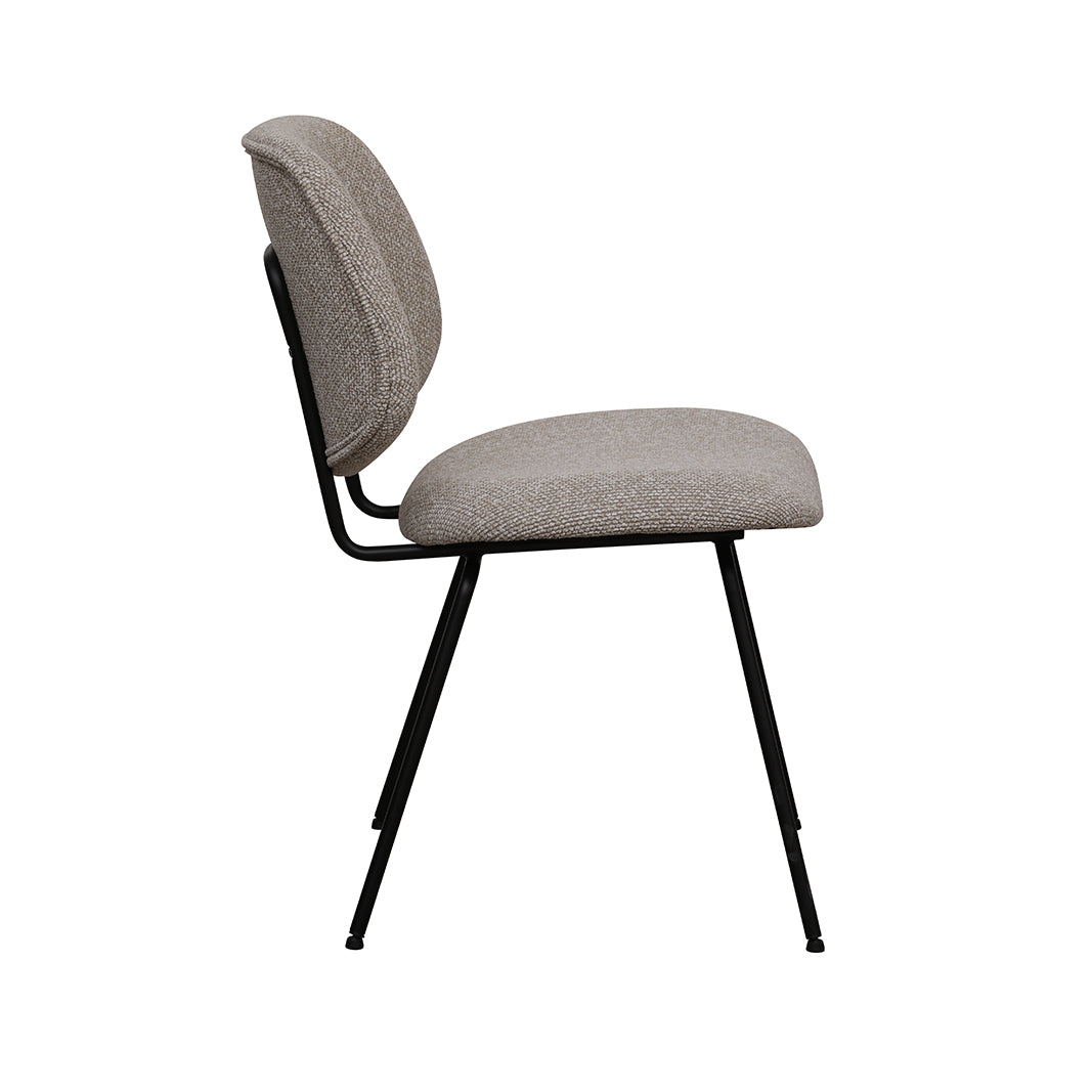 Eetkamerstoel Ravenna - Naturel - Boucle - Zwart Metalen Frame