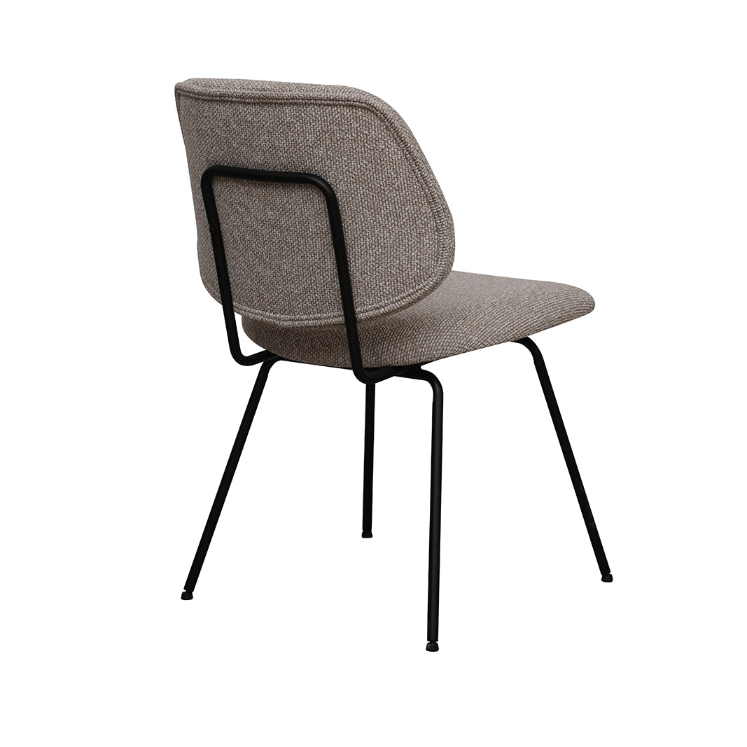 Eetkamerstoel Ravenna - Naturel - Boucle - Zwart Metalen Frame