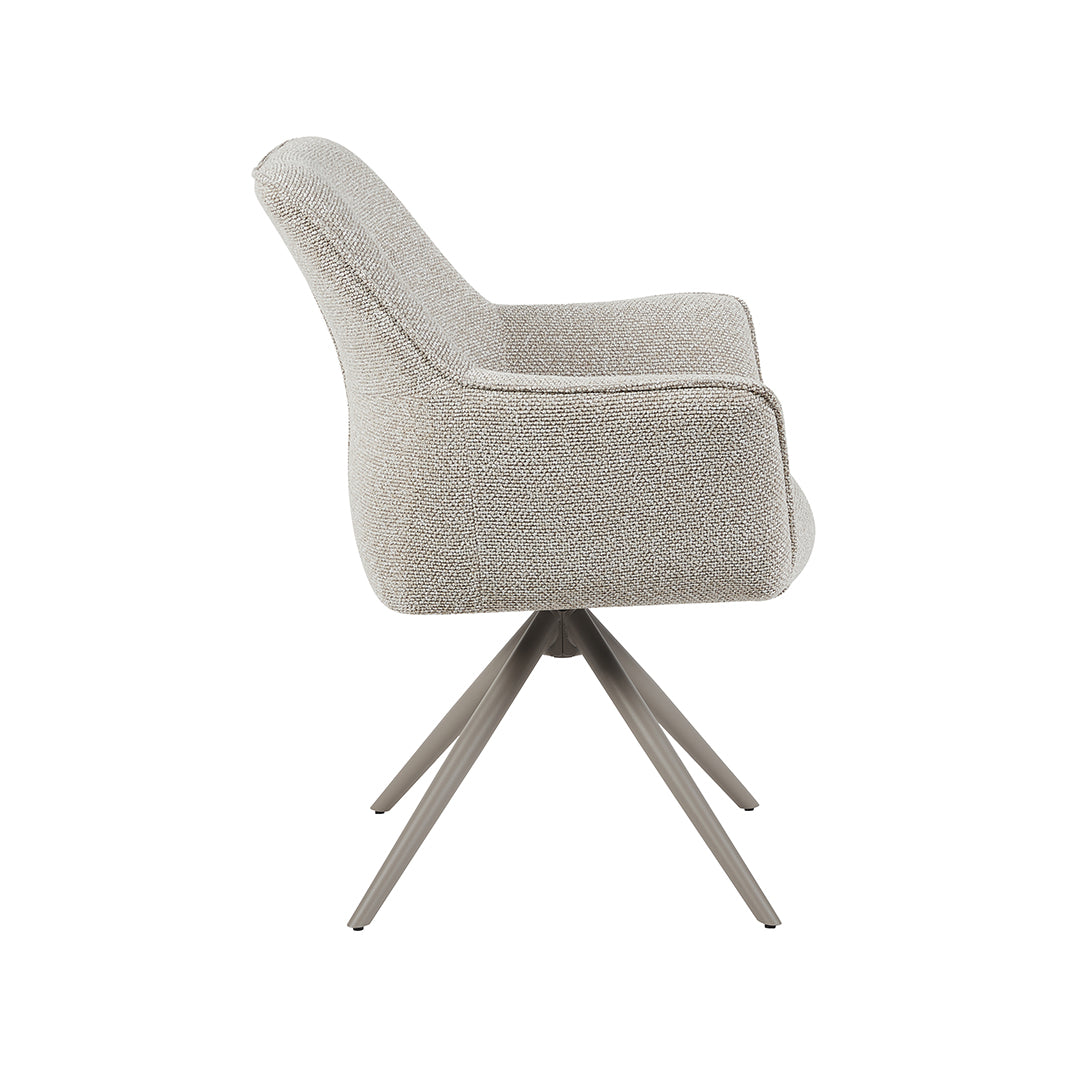 Eetkamerstoel Kimora - Naturel - Royal Boucle - Taupe Metalen Frame