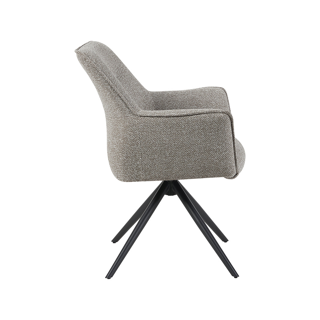Eetkamerstoel Kimora - Mushroom - Royal Boucle - Zwart Metalen Frame