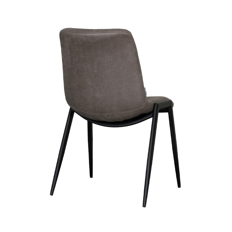 Eetkamerstoel Noor - Taupe - Kunstleder - Zwart Metalen Frame
