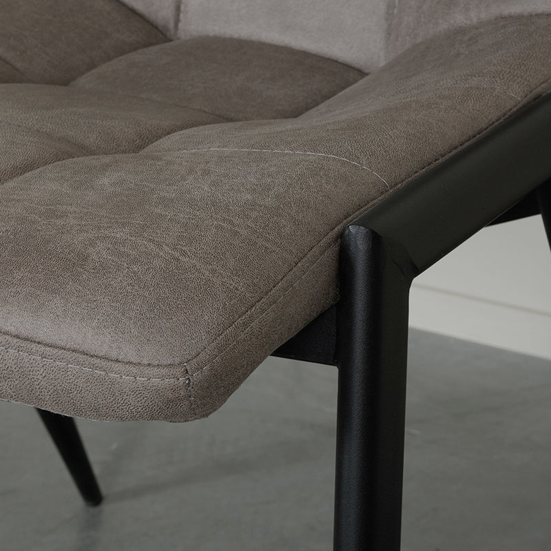 Eetkamerstoel Noor - Taupe - Kunstleder - Zwart Metalen Frame