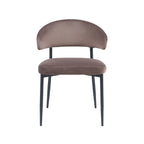 Eetkamerstoel Bliss - Taupe - Fluweel - Zwart Metalen Frame