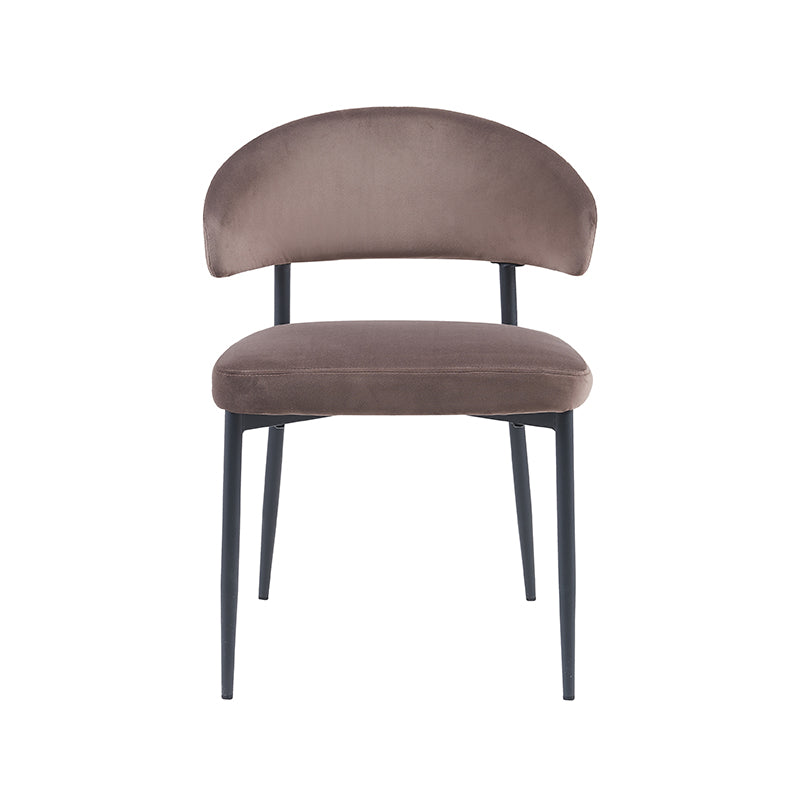 Eetkamerstoel Bliss - Taupe - Fluweel - Zwart Metalen Frame