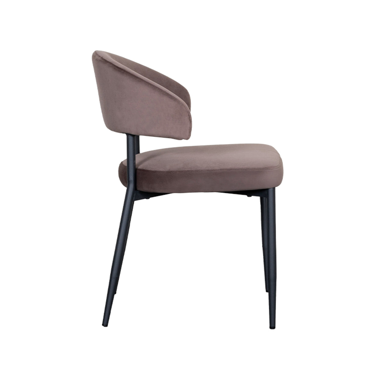 Eetkamerstoel Bliss - Taupe - Fluweel - Zwart Metalen Frame