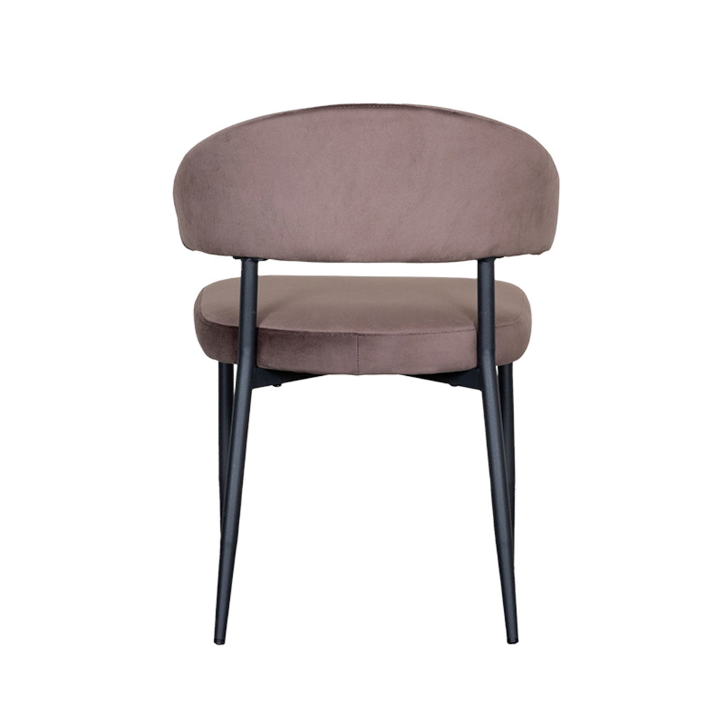 Eetkamerstoel Bliss - Taupe - Fluweel - Zwart Metalen Frame