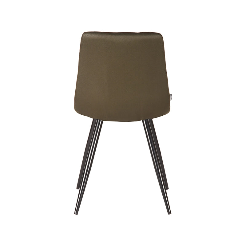 Eetkamerstoel Jay - Army - Microvezel - Zwart Metalen Frame