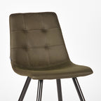 Eetkamerstoel Jay - Army - Microvezel - Zwart Metalen Frame