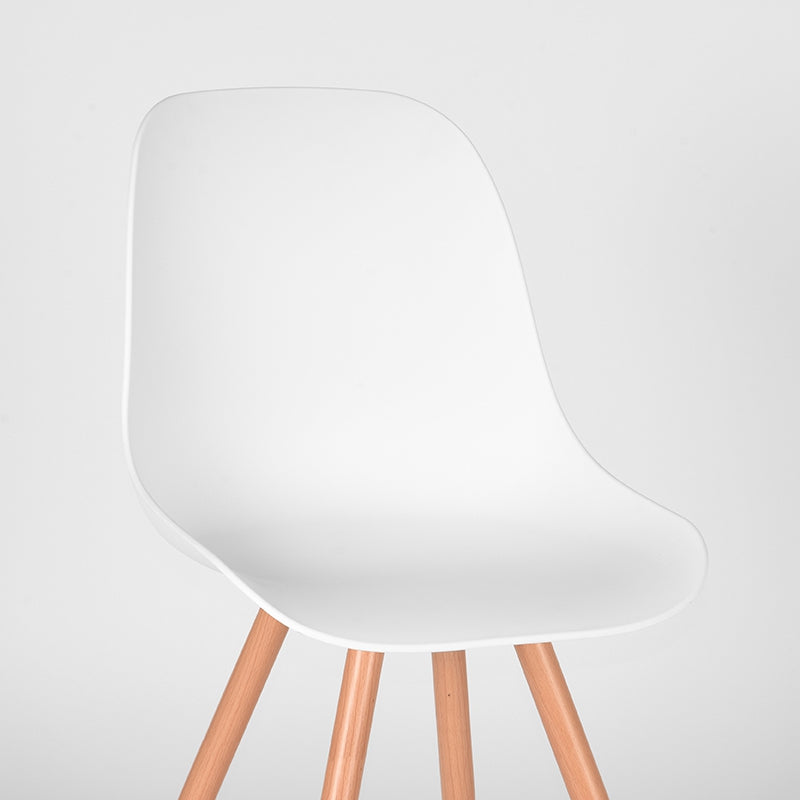 Eetkamerstoel Rimini - Wit - PP - Naturel Houtlook Frame