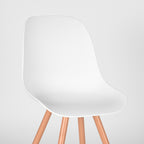 Eetkamerstoel Rimini - Wit - PP - Naturel Houtlook Frame
