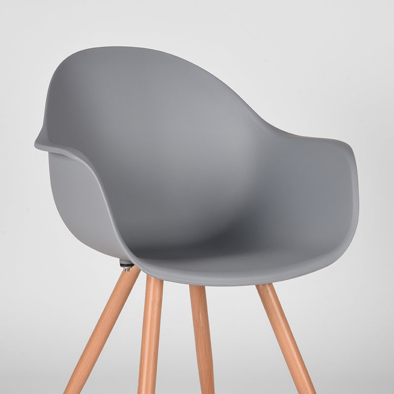 Eetkamerstoel Parma - Grijs - PP - Naturel Houtlook Frame